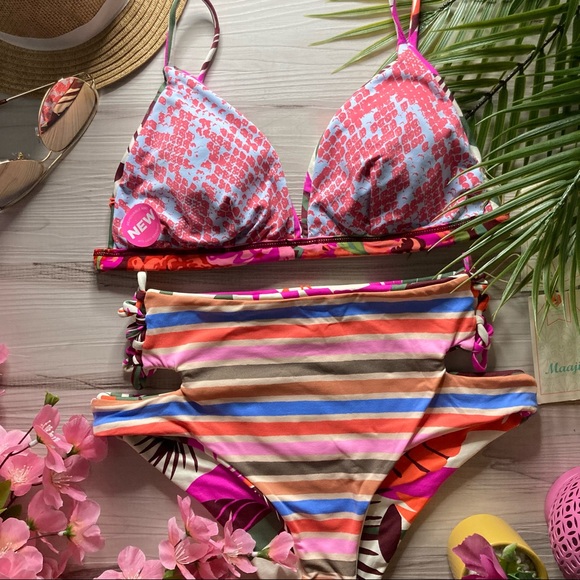 Maaji 🌺 Reversible Colorful Tropic Nature Bikini Set 👙🍉🔥☀️🦜🌴💕 - Picture 8 of 12